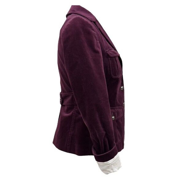 Martin + Osa Deep Purple Burgundy Velvet Fitted Blazer Jacket Size 2 - Picture 3 of 11
